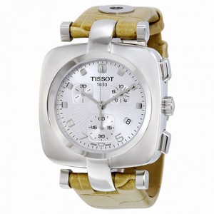 Tissot Odaci-T Chronograph Silver Dial Beige Leather Ladies Watch T0203171603700