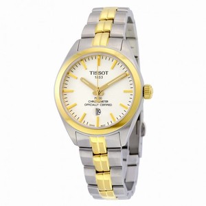 Tissot PR 100 Quartz COSC Lady White Dial Two Tone Watch T1012512203100
