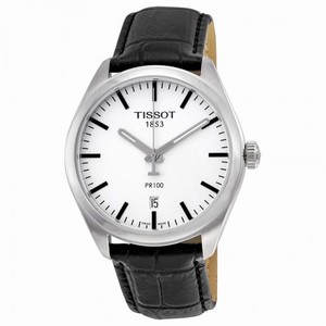 Tissot PR100 Silver Dial Black Leather Men's Watch T1014101603100