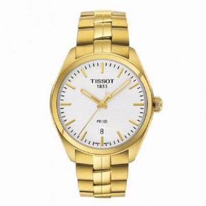 Tissot PR100 Silver Dial Gold PVD Men's Watch T1014103303100