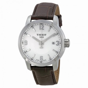 Tissot PRC 200 White Dial Brown Leather Men's Watch T0554101601701