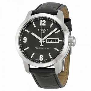 Tissot PRC200 Powermatic 80 Automatic Black Dial Black Leather Men's Watch T0554301605700