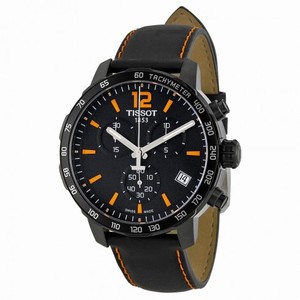 Tissot Quickster Chronograph Black Dial Black Leather Men's Watch T0954173605700