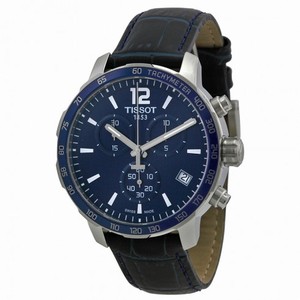 Tissot Quickster Chronograph Blue Dial Blue Leather Men's Watch  T0954171604700