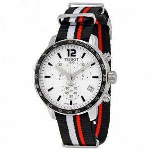Tissot Quickster Chronograph Silver Dial Black White and Red Synthetic Band Men's Sports Watch T0954171703701