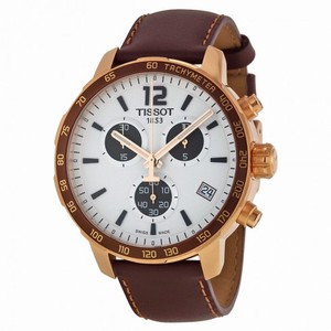 Tissot Quickster Chronograph Silver Dial Brown Leather Men's Sports Watch T095.417.36.037.01