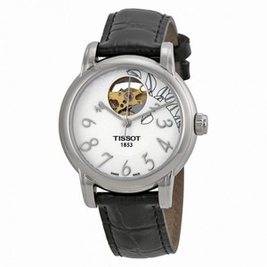 Tissot T Classic Automatic White Dial Black Leather Ladies Watch T0502071603200