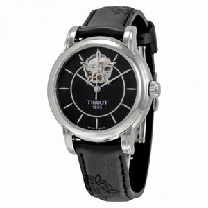 Tissot T-Classic Lady Heart Powermatic 80 Automatic Black Dial Black Synthetic Leather Ladies Watch T0502071705104