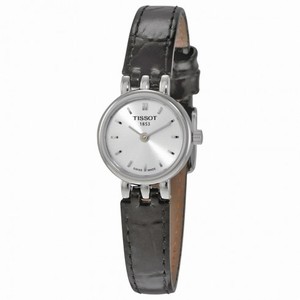 Tissot T-Lady Lovely Silver Dial Black Leather Ladies Watch T0580091603100