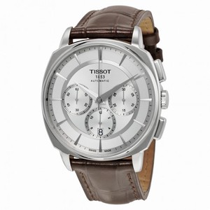 Tissot T-Lord Automatic Chronograph Silver Dial Black Leather Men's Watch T0595271603100