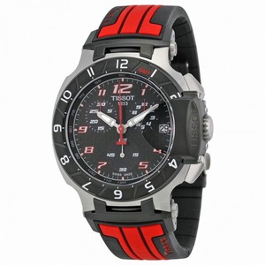 Tissot T Race  Chronograph Black Dial Black and Red Silicone Men's Watch T0484172720701