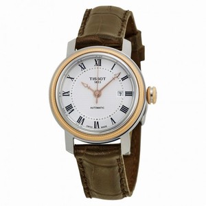 Tissot T-Classic Bridgeport Brown Leather White Dial Ladies Watch T0970072603300