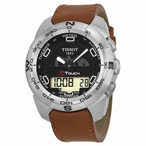 Tissot T-Touch Black Dial Tan Leather Men's Watch T0134201605110