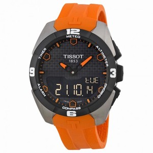 Tissot T-Touch Expert Solar Black Analog Digital Dial Orange Rubber Men's Watch T0914204705101