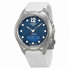 Tissot T-Touch Solar Blue Dial White Rubber Ladies Watch T0752201704700