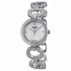 Tissot White Mother of Pearl Dial Diamond-set Stainless Steel Bangle Ladies Watch T0842101111601