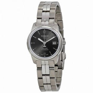 Open Box - Tissot PR100 Black Dial Titanium Bracelet Ladies Watch T0493104406700