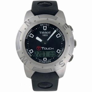 Open Box - Tissot T-Touch Titanium Analog/Digital Multifunction Black Rubber Men's Watch T33.7.598.51