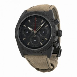 Tudor Fastrider Blackshield Black Dial Alcantara Leather Strap Men's Watch 42000CN-AL