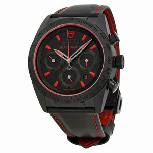 Tudor Fastrider Blackshield Chronograph Black Dial Black Leather Men's Watch 42000CR-BKLS