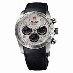 Tudor Fastrider Silver Dial Chronograph Black Leather Men's Watch 42000-SVABKLS