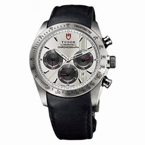 Tudor Fastrider Silver Dial Chronograph Black Leather Men's Watch 42000-SVSBKLS