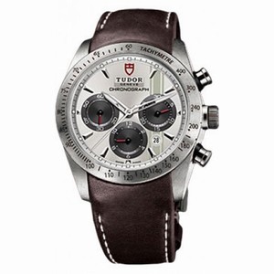 Tudor Fastrider Silver Dial Chronograph Brown Leather Men's Watch 42000-SVSBRLS