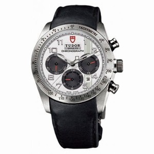 Tudor Fastrider White Dial Chronograph Black Leather Men's Watch 42000-WABKLS