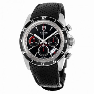 Tudor Grantour Chronograph Automatic Black Dial Black Leather Men's Watch 20530N-BKMCPL