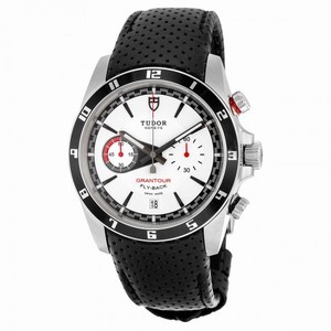 Tudor Grantour White Dial Black Leather Men's Watch 20550N-WMCPL