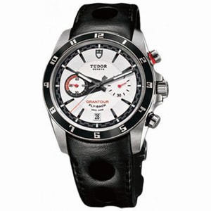 Tudor Grantour White Dial Black Leather Men's Watch 20550N-WLPL