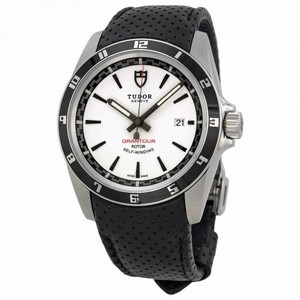 Tudor Grantour White Dial Black Microperforated Leather Men's Watch 20500N-WSBKMCPL