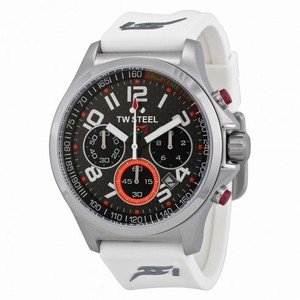 TW Steel Chronograph Black Dial White Rubber Men's Watch TW428