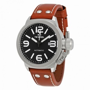 TW Steel Canteen Automatic Black Dial 45 MM Brown Leather Men's Watch TWA954