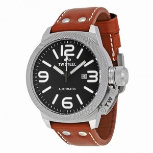 TW Steel Canteen Automatic Black Dial 50 MM Brown Leather Men's Watch TWA955