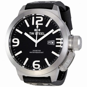 TW Steel Canteen Black Leather Black Dial Men's Watch TW22N