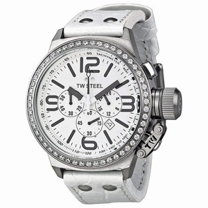 TW Steel Canteen Chronograph White Dial White Leather Unisex Watch TW10R