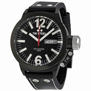 TW Steel CEO Canteen 45 MM Black Leather Strap Men's Watch CE1031