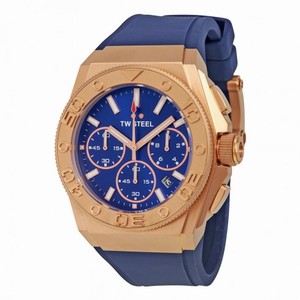 TW Steel CEO Diver Chronograh Blue Dial 44mm Blue Rubber Men's Watch CE5010