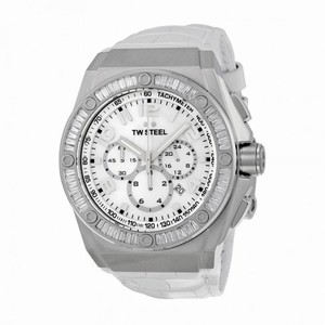 TW Steel CEO Tech 44 MM Mother of Pearl Chronograph Dial White Leather Unisex Watch CE4015