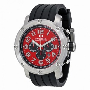 TW Steel Chronograph Red and Black Dial Black Rubber Men's Watch TW602