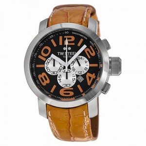 TW Steel Grandeur 45mm Black Dial Orange Leather Strap Chronograph Men's Watch TW52