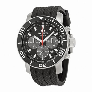 TW Steel Grandeur Black Dial 48mm Black Silicone Rubber Men's Watch TW701