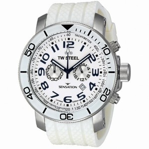 TW Steel Grandeur White Dial Chronograph White Rubber Men's Watch TW835