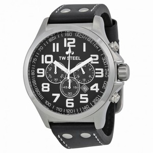 TW Steel Pilot Chronograph Black Leather Men's Watch TW412