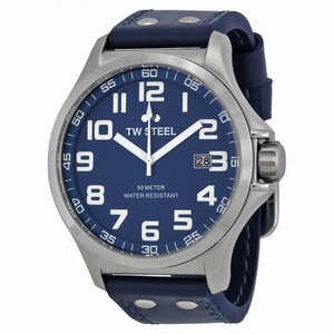 TW Steel Pilot Sunray Blue Dial Stainless Steel Blue Leather Men's Watch TW401