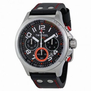 TW Steel Sahara Force India Black Dial Black Leather Strap Men's Watch TW432