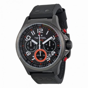 TW Steel Sahara Force India Chronograph Black Carbon Fiber Dial Grey Silicone Rubber Men's Watch TW430