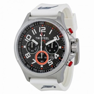 TW Steel Sahara Force India Chronograph Black Dial White Rubber Men's Watch TW429
