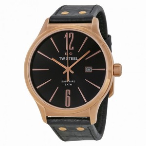 TW Steel Slim Line Black Dial Black Leather Men's Watch TW1303